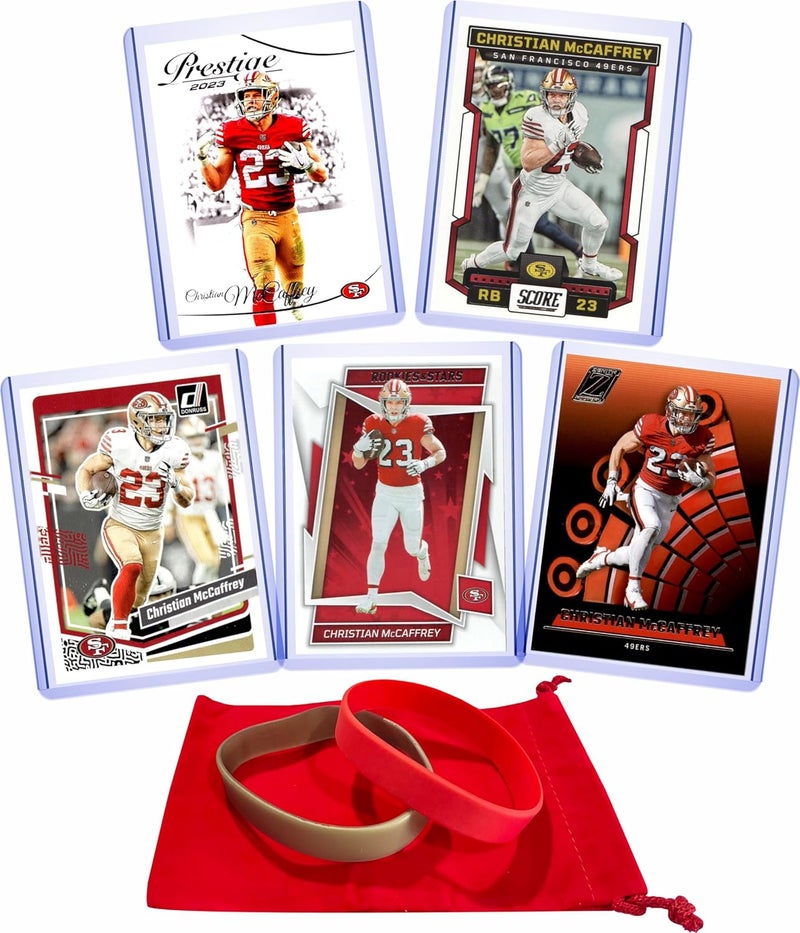 Chaser Christian McCaffrey (5) Assorted Football Cards Gift Pack - San Francisco 49ers - Image 1